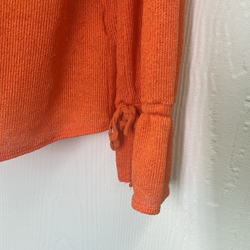 Free People - Hello Hacci Bright Orange Knit Oversized Cardigan Size Medium - Picture 8 of 13